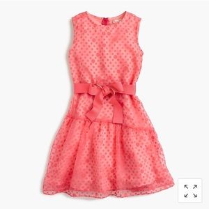 Girls JCREW sheer polka-dot ruffle dress.